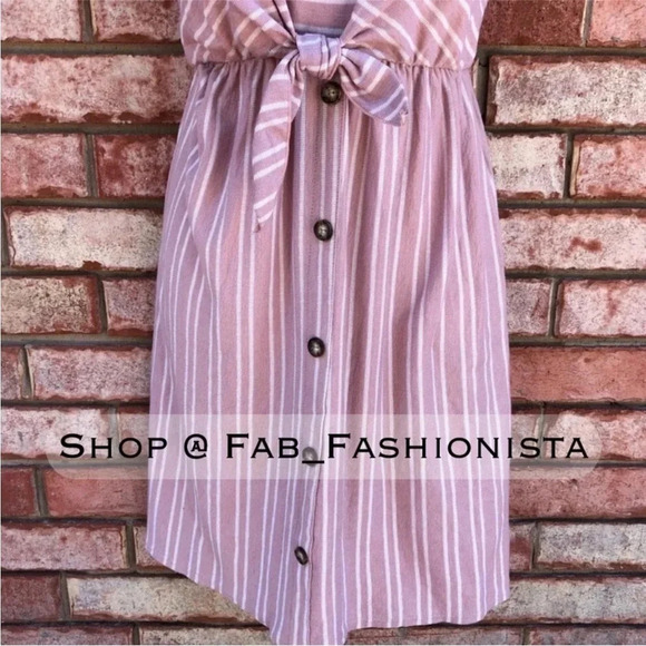 Mauve stripe front tie dress size medium - Picture 5 of 5